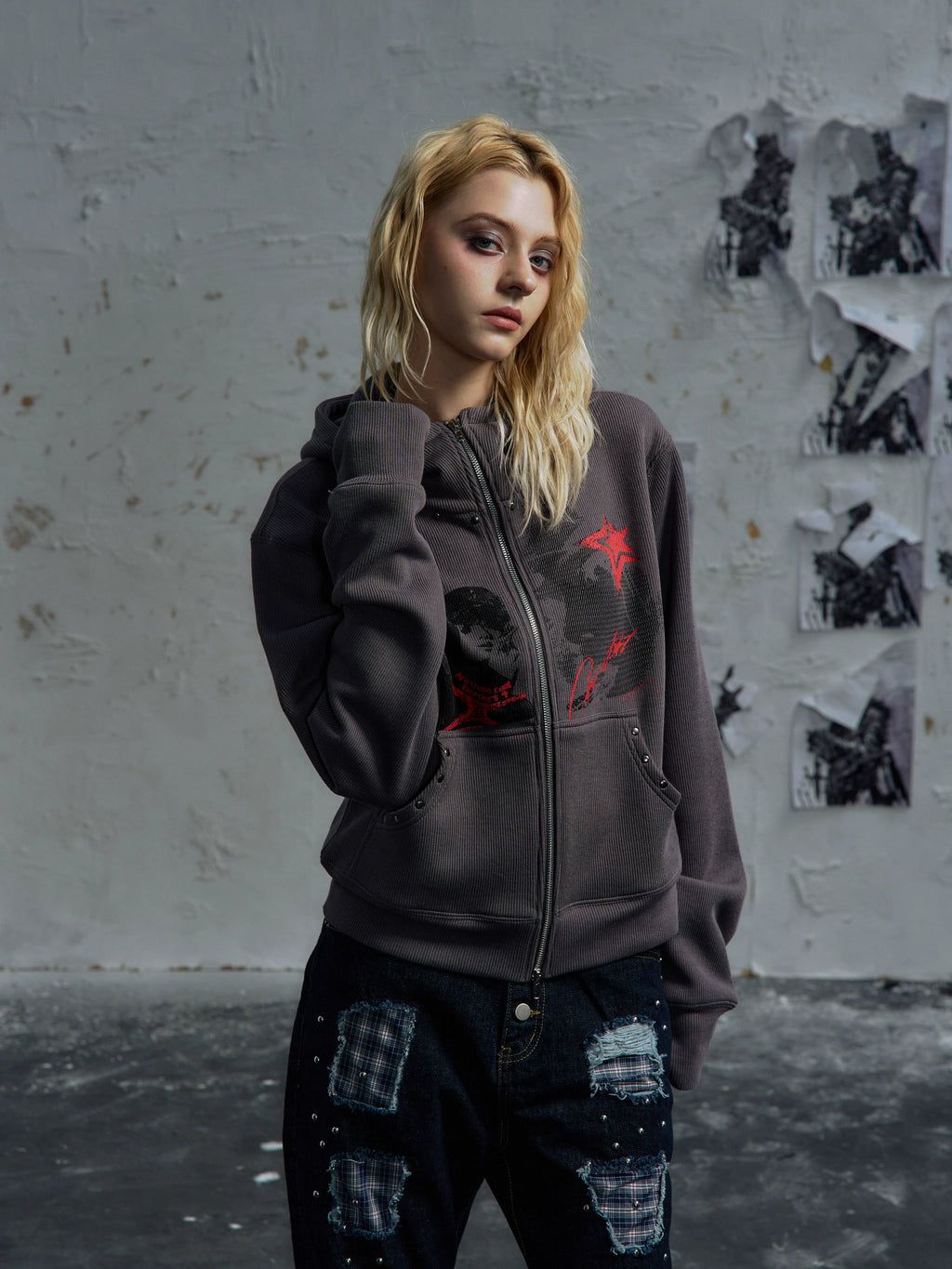 PAIKI Rivet Subculture Visual Sweater Jacket