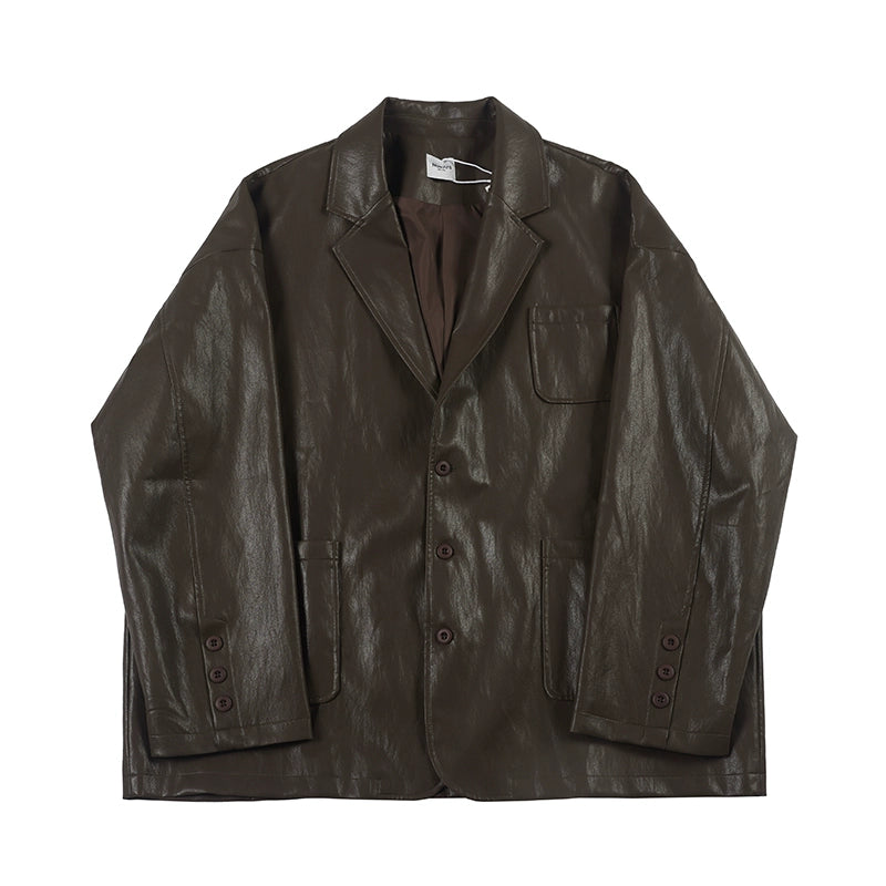 NOEARS Retro Loose Leather Jacket Ruffian Handsome Casual Jacket