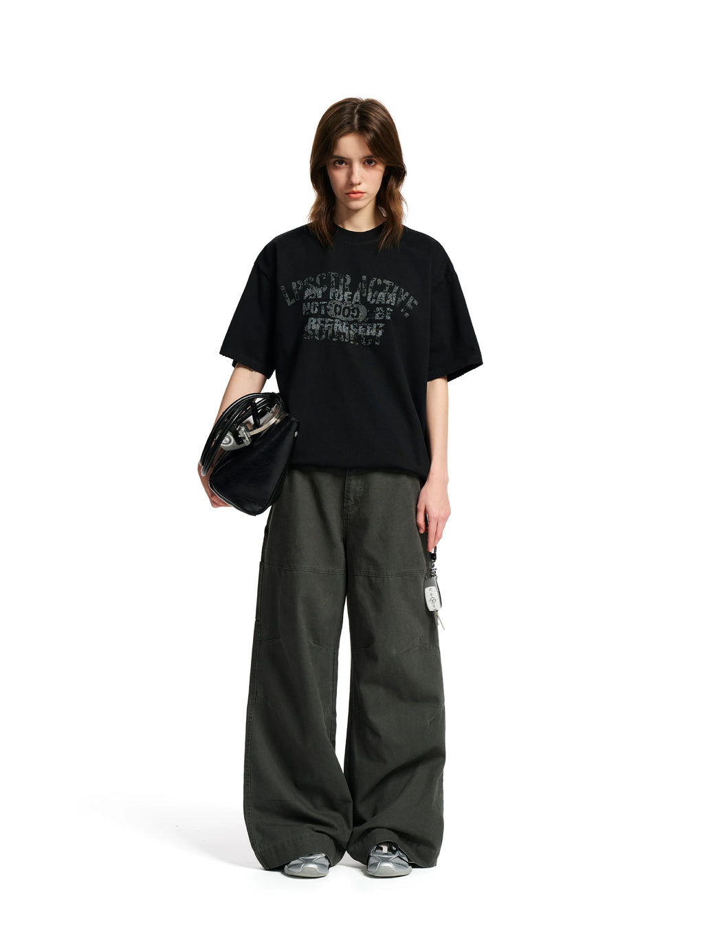 Loopsoon Chest Made Old Overlapping Print Versatile Tee