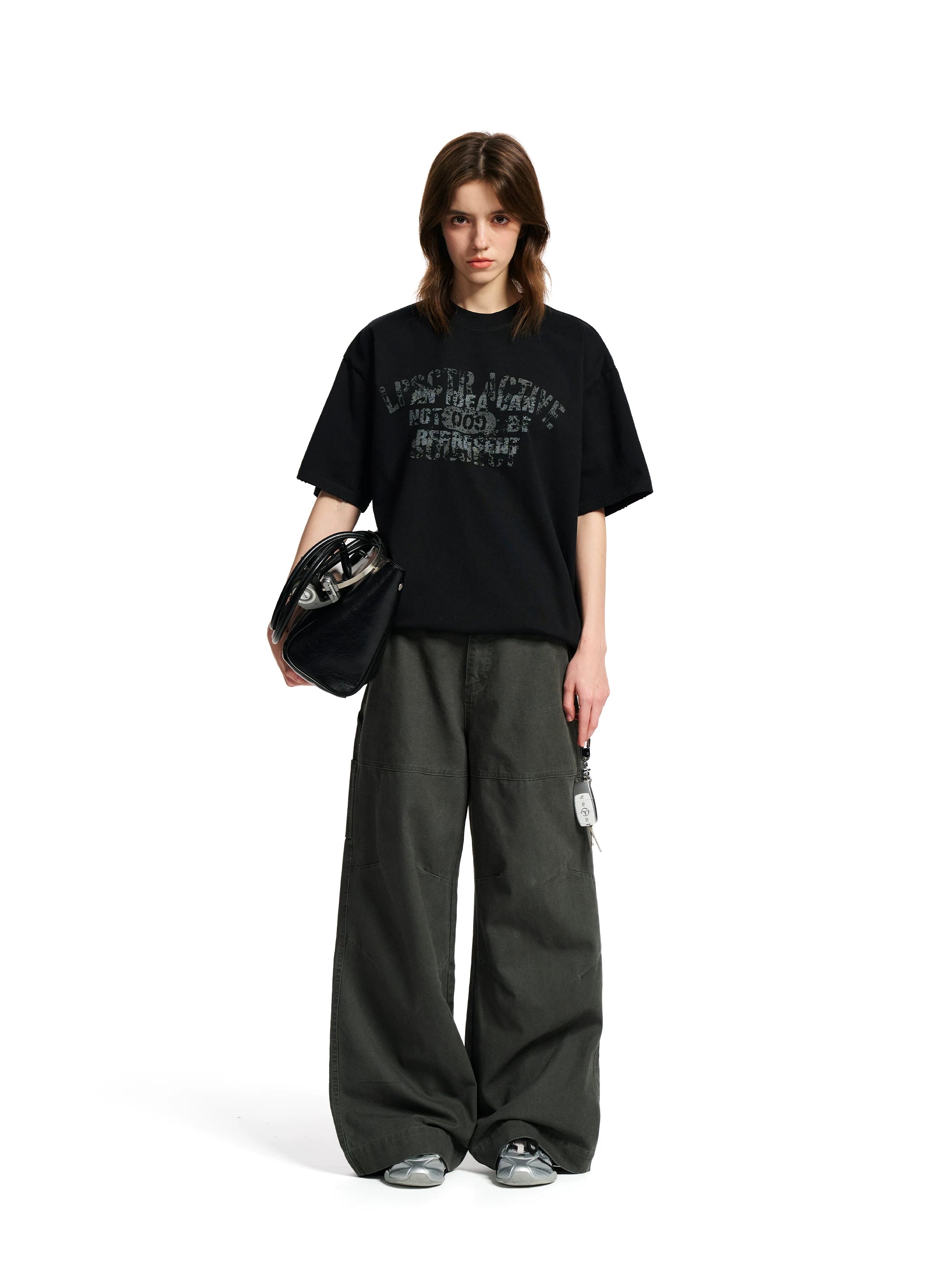 Loopsoon Chest Made Old Overlapping Print Versatile Tee
