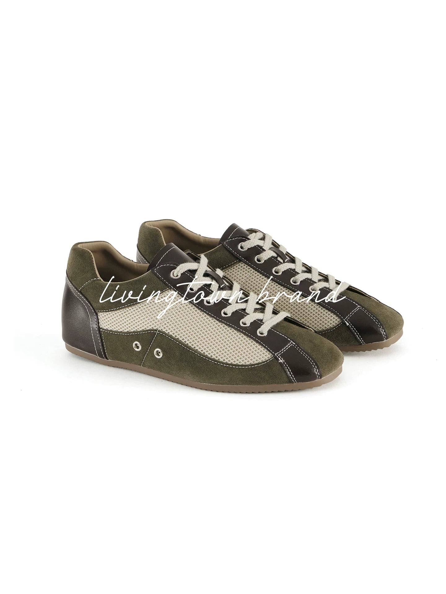 LIVINGTOWN Versatile Round Head Lace-up Color-matching Striped Casual Shoes