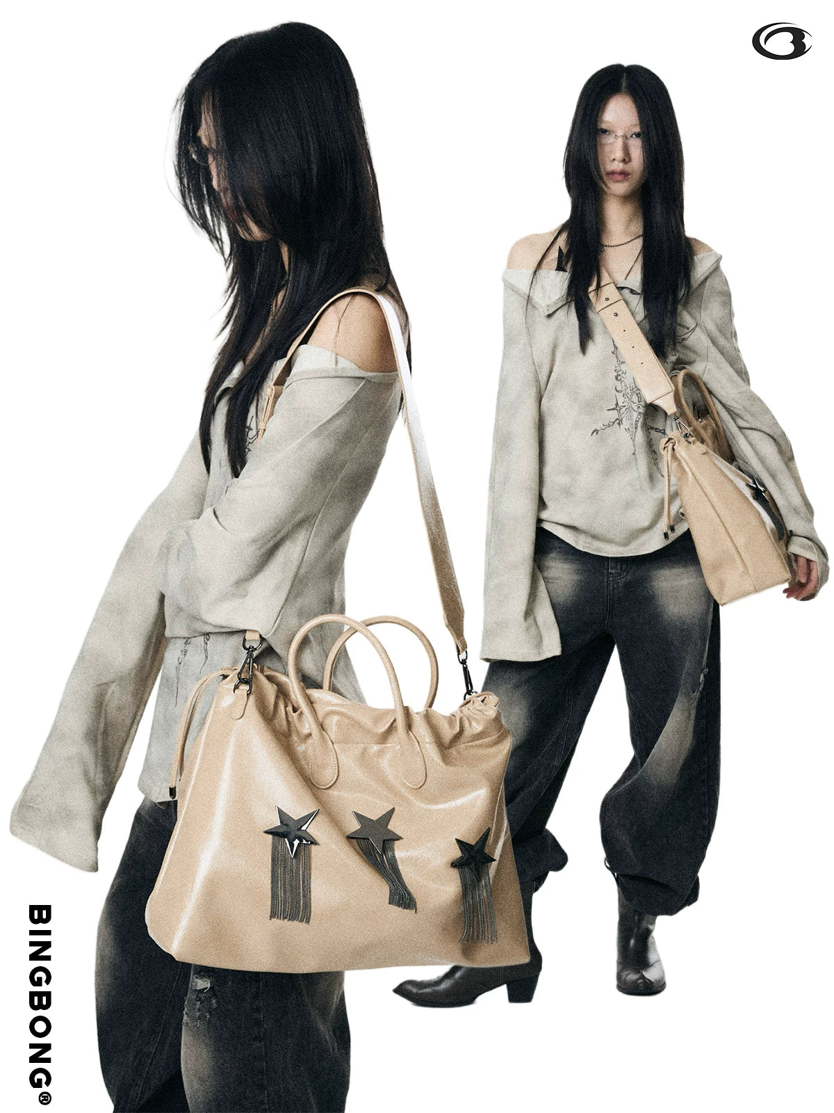 BINGBONG Retro Burst Pattern Fringed Shoulder Messenger Bag