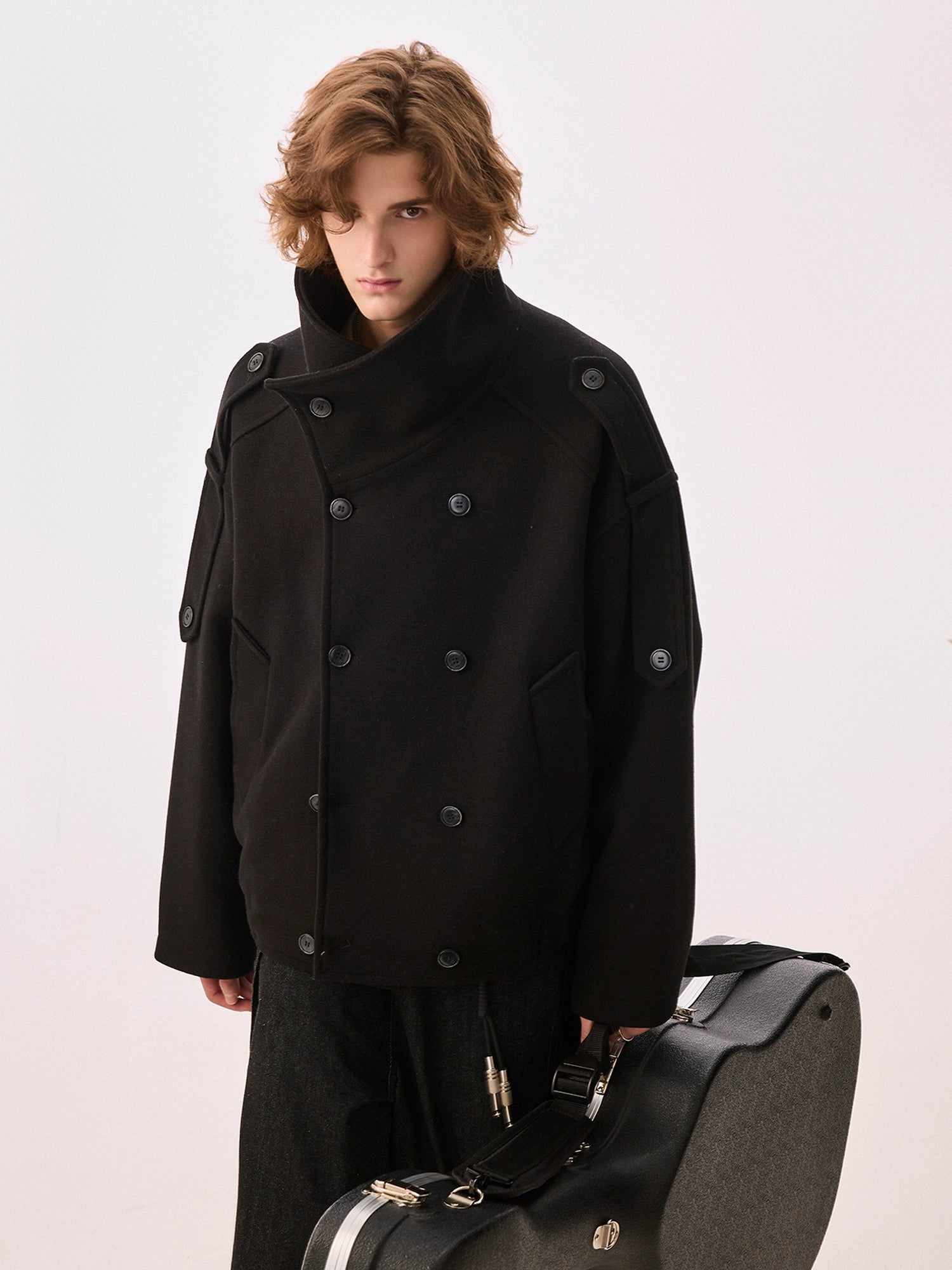 CHOR Premium British Style Warm Stand-up Collar Woolen Coat