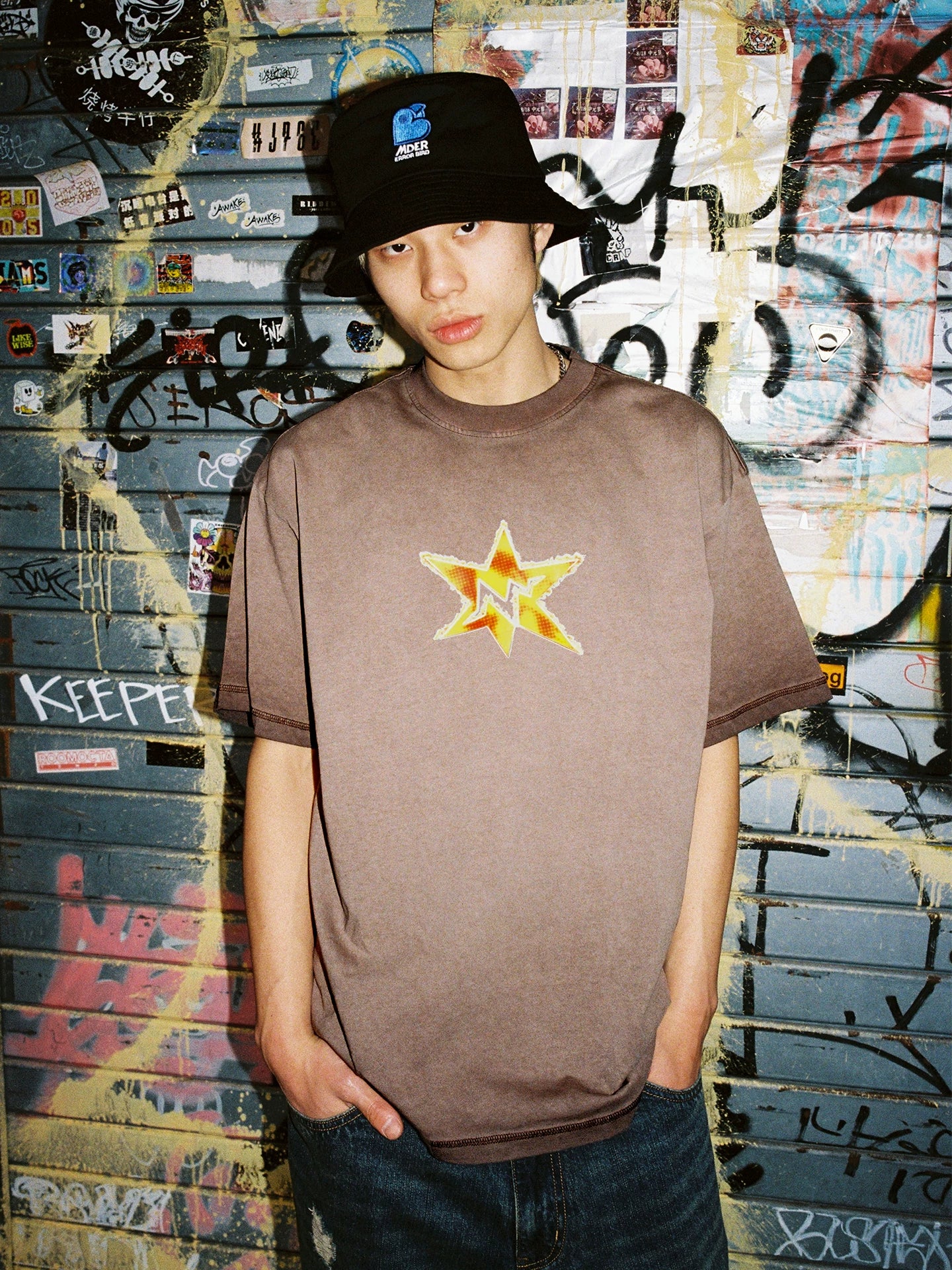 MindError Flame Star Print Gradual Change Tee