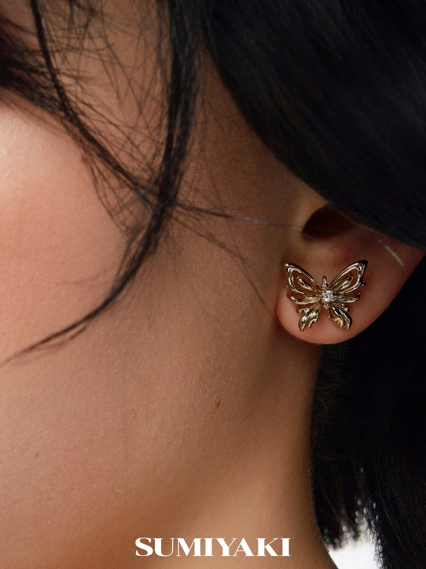SUMIYAKI Three-dimensional Hollow Butterfly Earrings