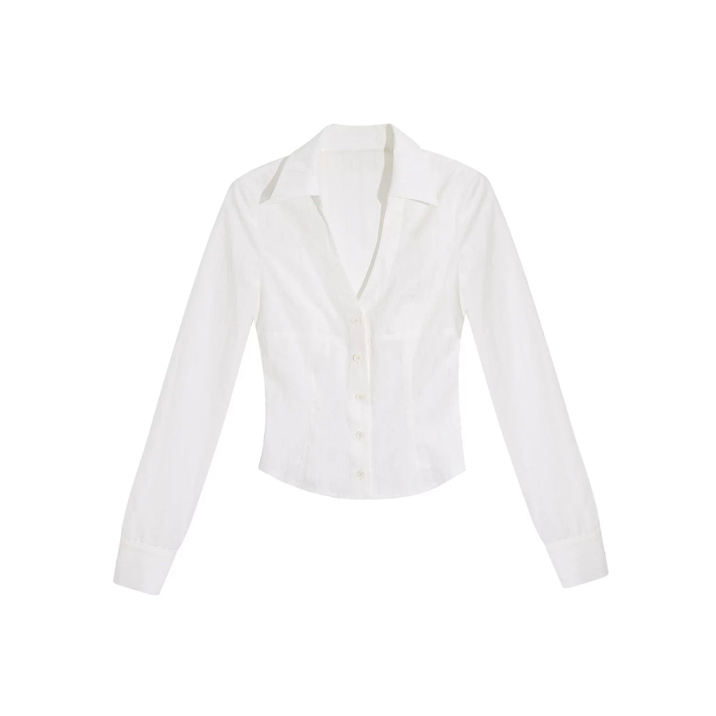 LLROGE Long-sleeved Shirt Leather Skirt Set