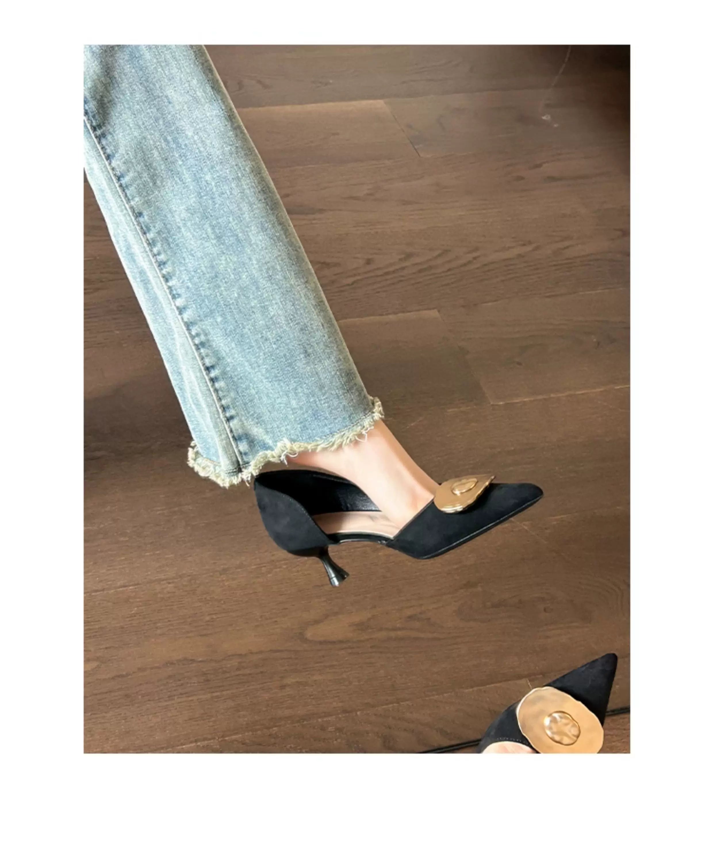 CHRNDXEE Retro Pointed Head Shallow Mouth High Heels