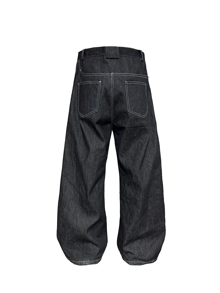 JCAESAR DENIMS Slant Placket Slightly Pulled Scimitar Jeans