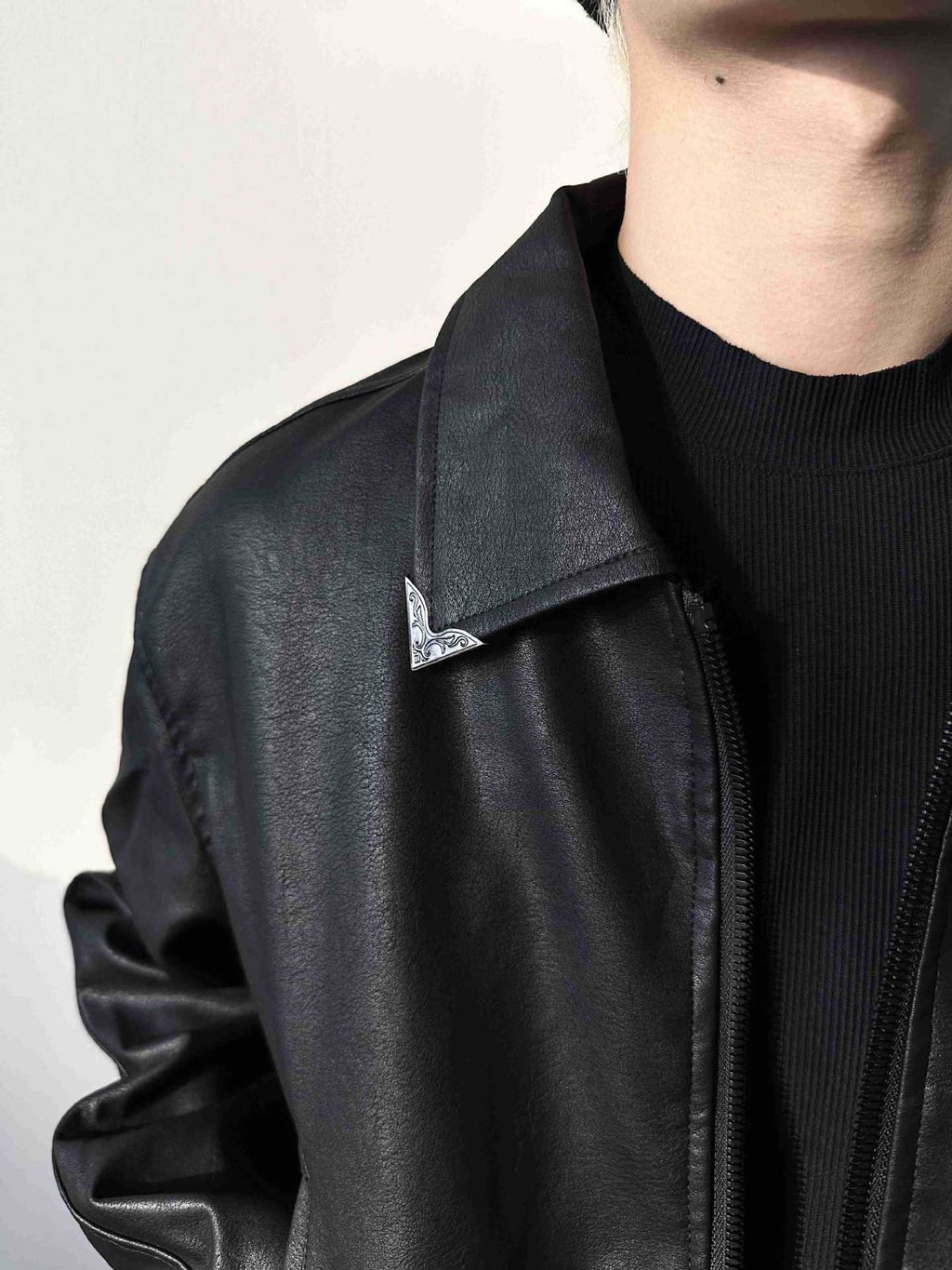 MADEEXTREME Spring Men's Oil Wax UV Crack Texture Retro PU Leather Short Jacket