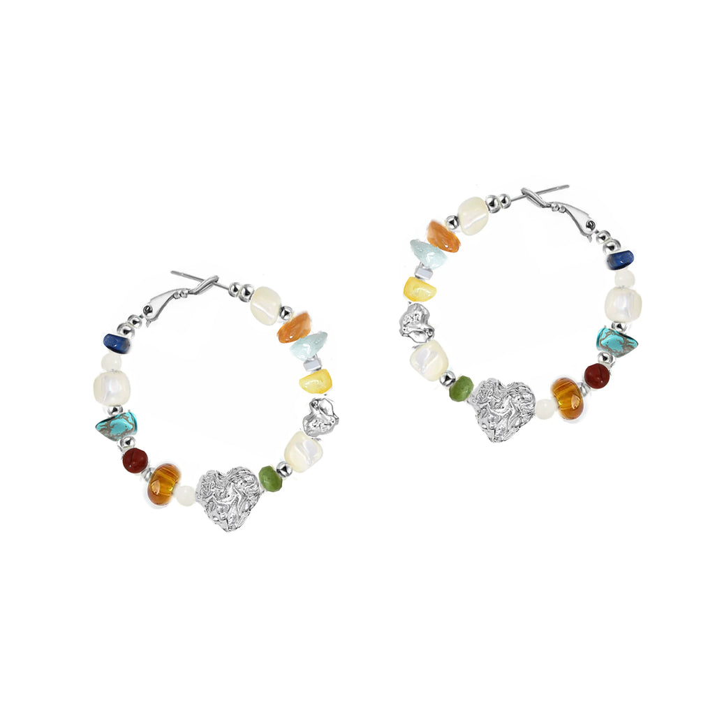 MASW Retro Colored Stone Beaded Big Earrings