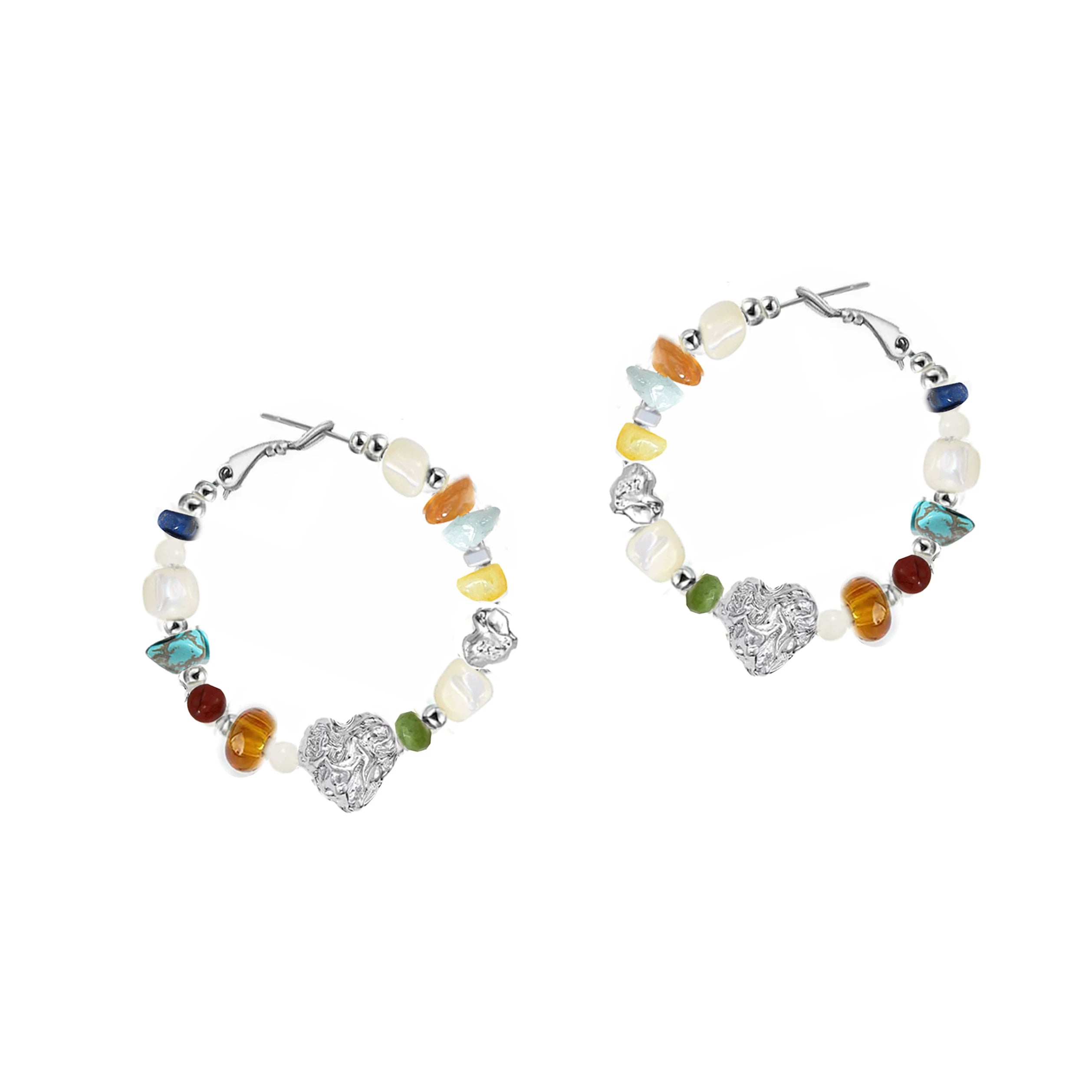 MASW Retro Colored Stone Beaded Big Earrings