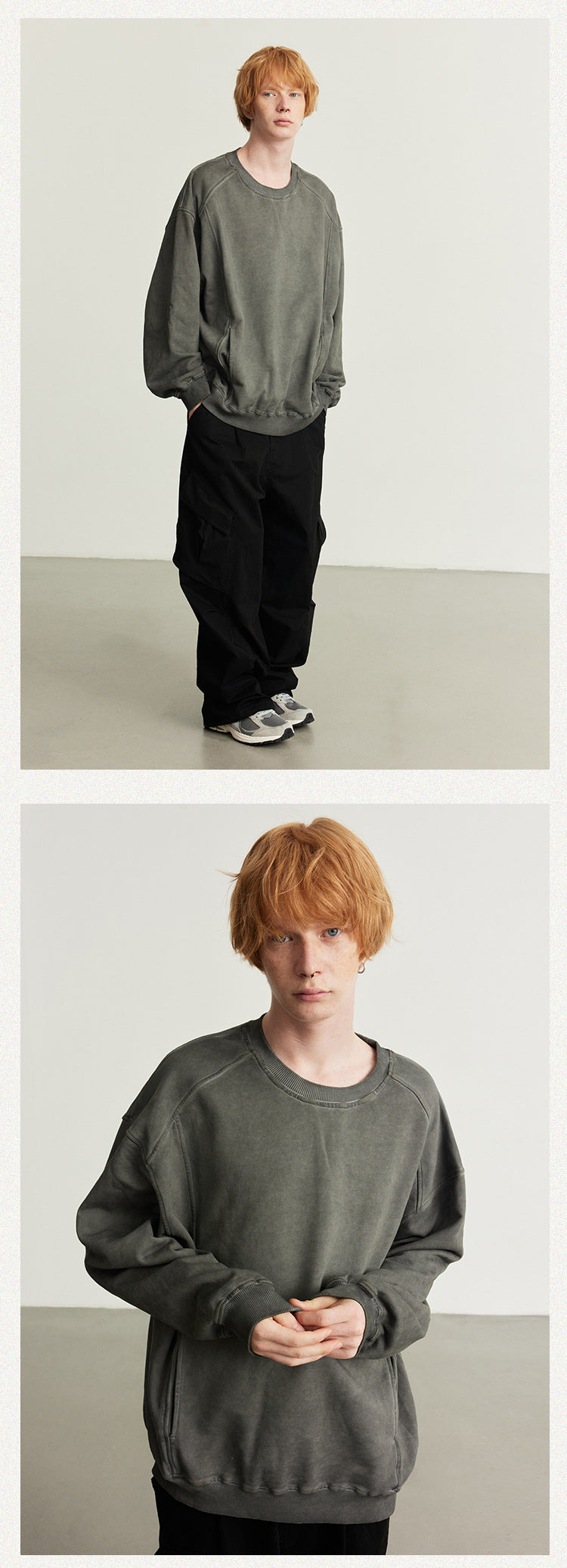 UNF Heavy Cotton Old Pullover Crew Neck Sweater