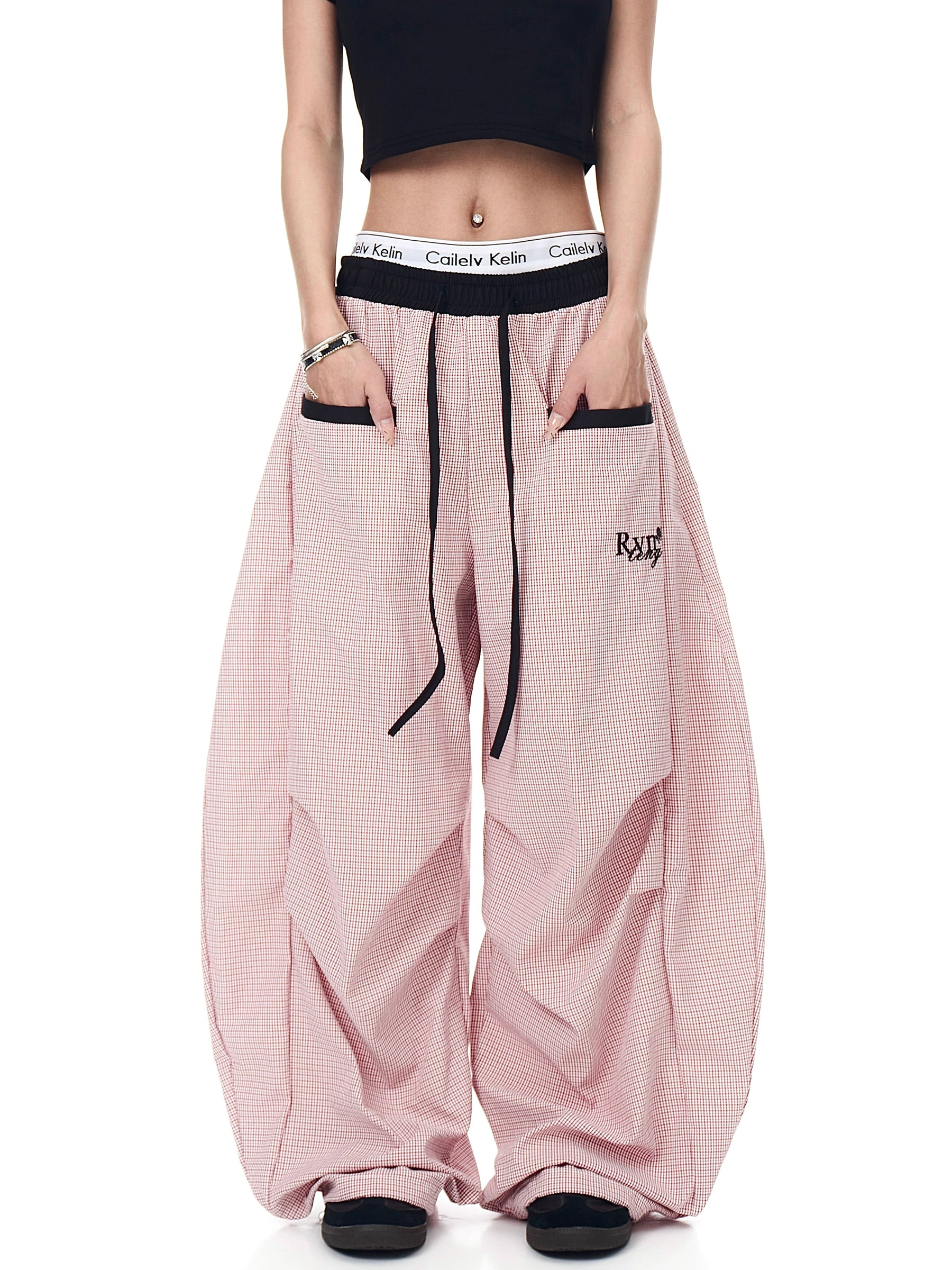 BLACKLISTS Contrast Striped Pleated Wide-leg Scimitar Pants