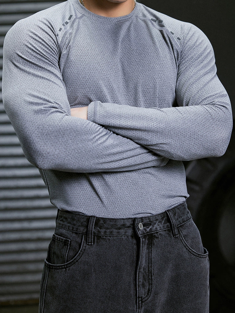 MuscleDog Reflective Print Breathable Long Sleeve