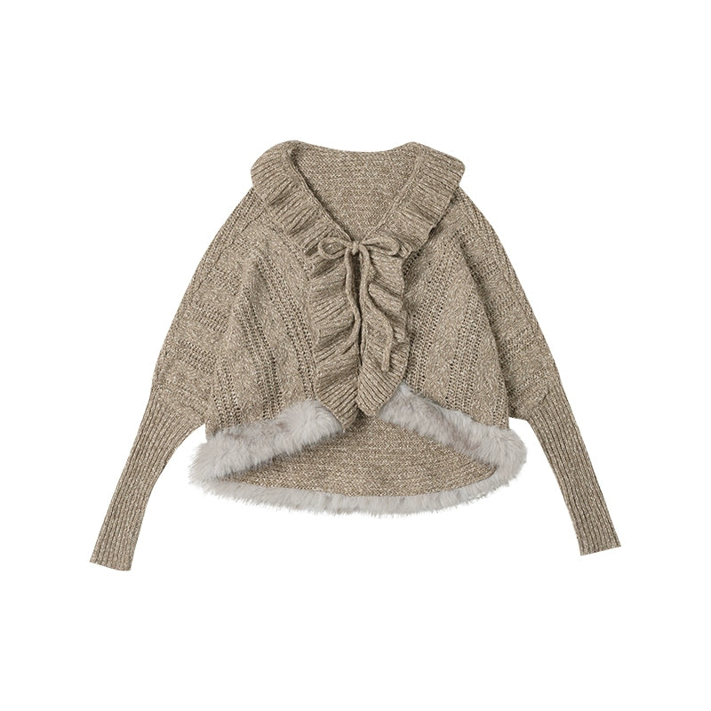 MOMSAYCAN Lazy Fur Collar Splicing Two Cloak Jackets