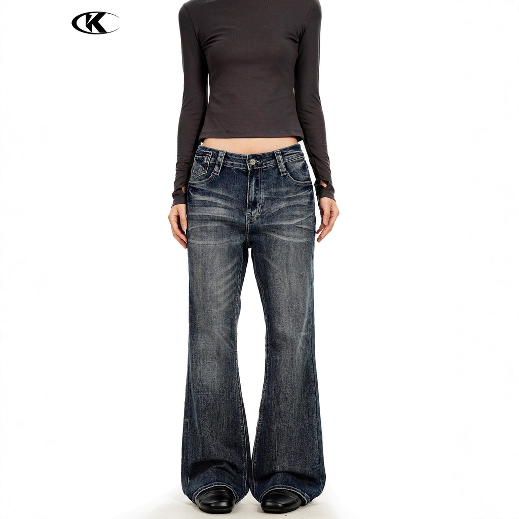 11KN Micro-pull Retro Cat Whisker Loose Jeans