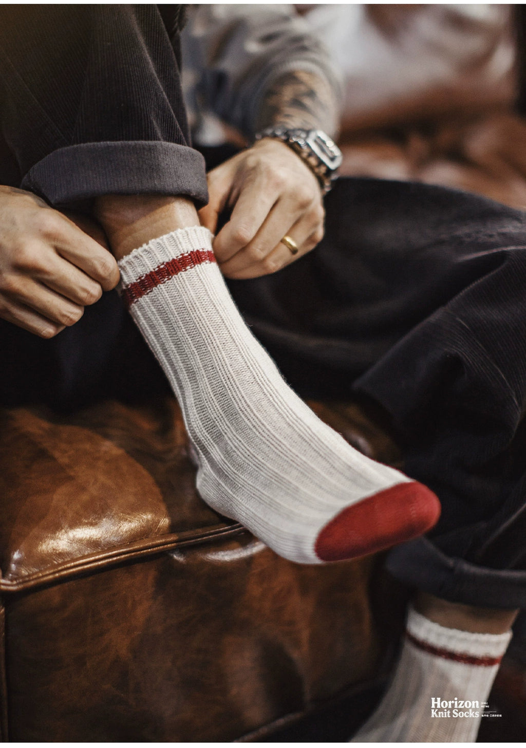 Maden Retro Thick-knit Striped Tube Socks