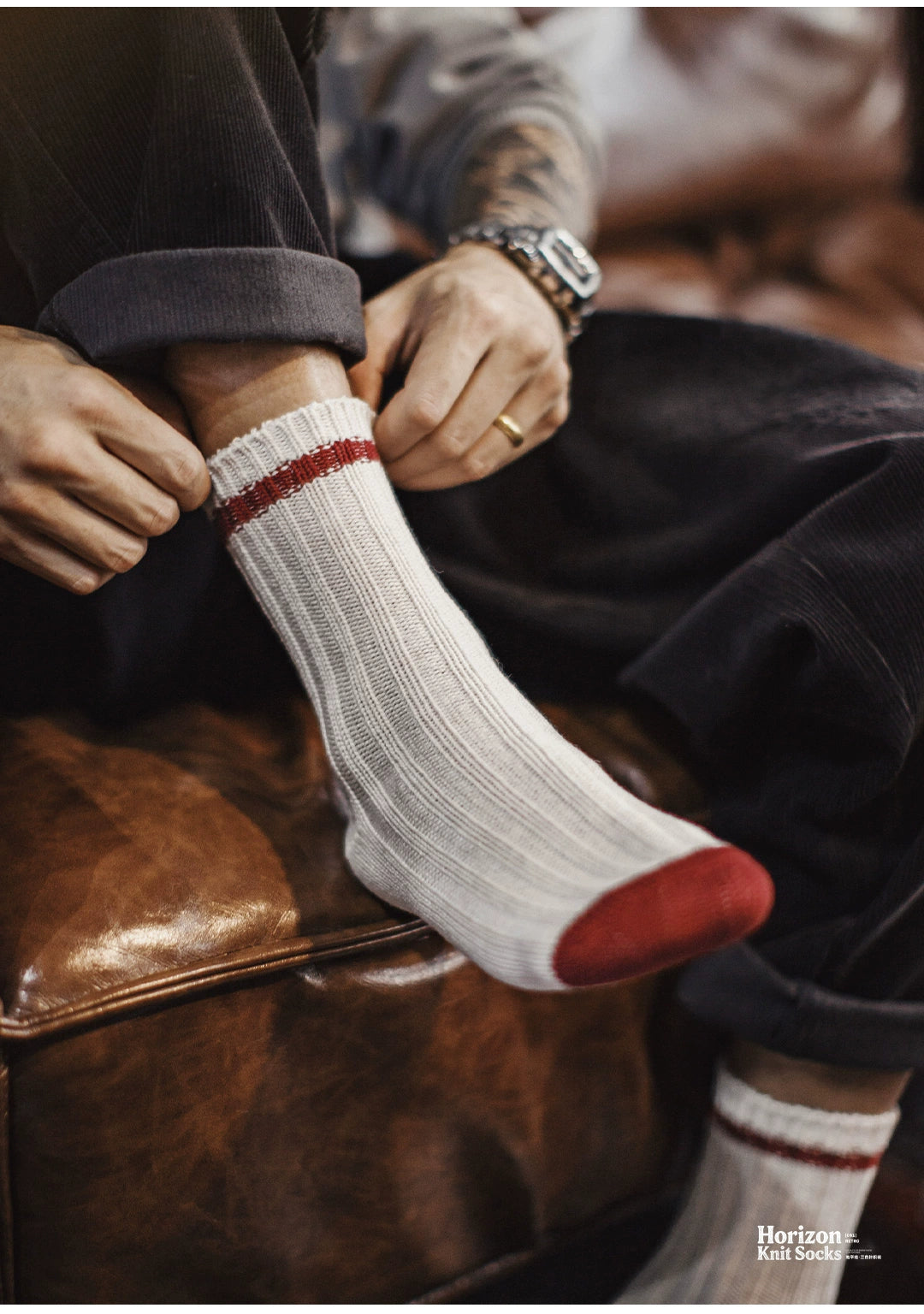 Maden Retro Thick-knit Striped Tube Socks