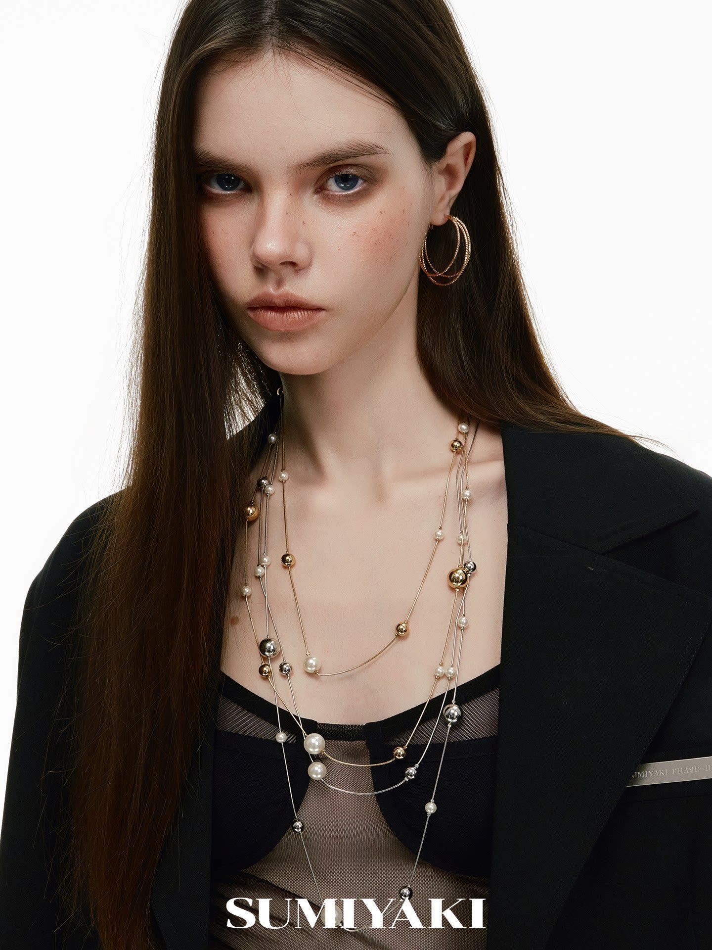 SUMIYAKI Three-layer Premium Plain Ring Earrings
