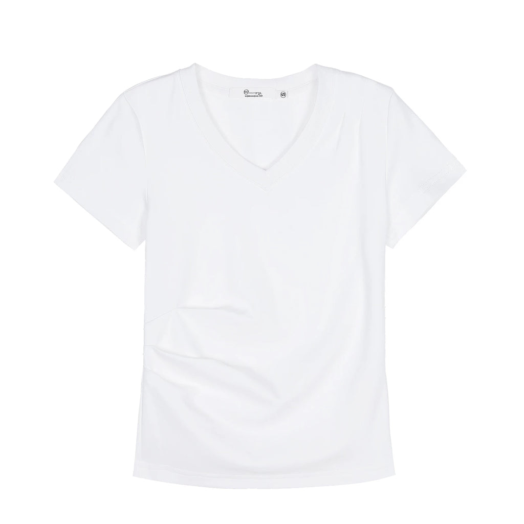 XUJING Crew Neck Shoulder Versatile Skinny Tee