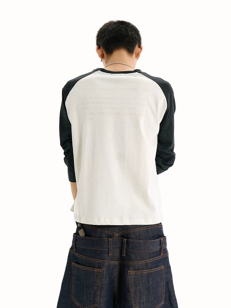 WANNA LAB Retro Color Matching Seven-point Shoulder Sleeves Bamboo Cotton Long Sleeves