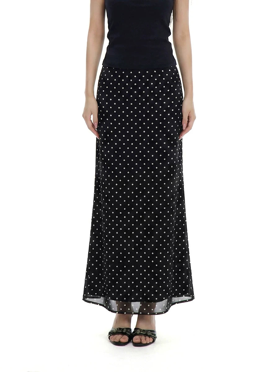 WITHMIN Polka Dot Mesh Skirt
