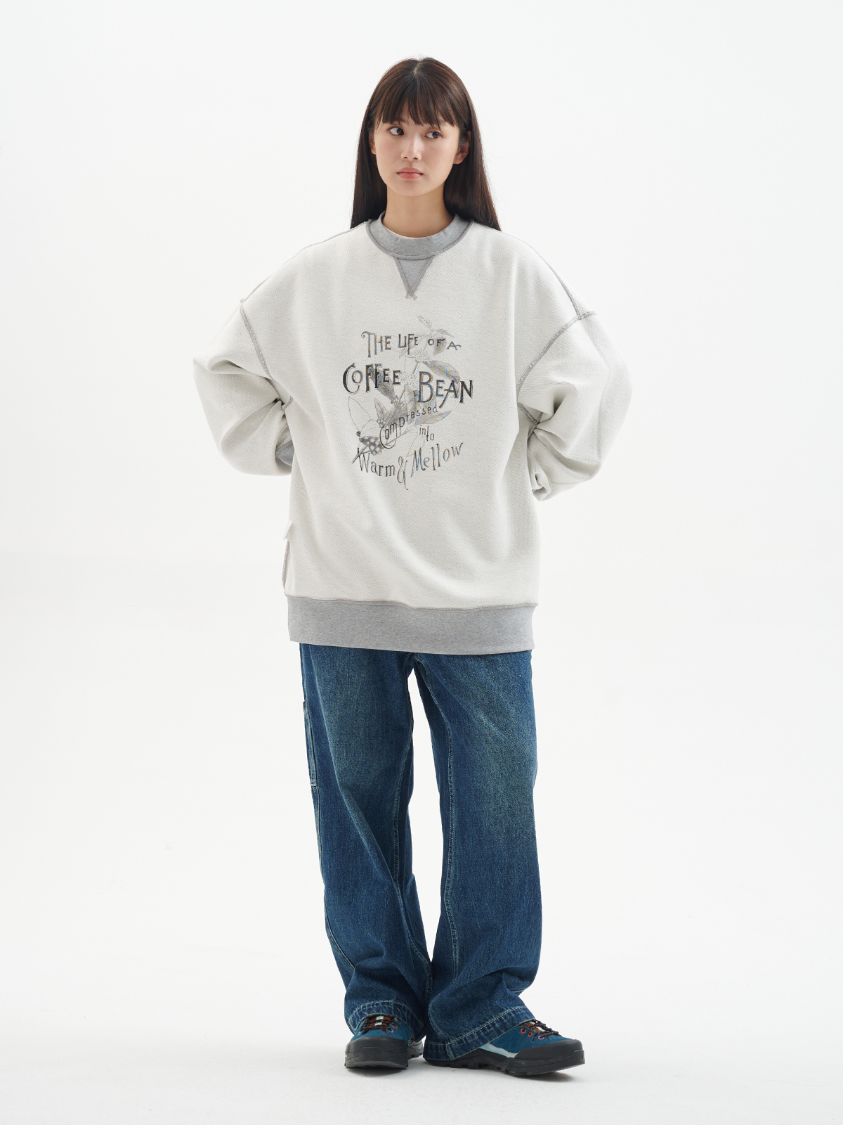 BUTTBILL Coffee heavy 100% Cotton 500g double-sided printed sweatshirt