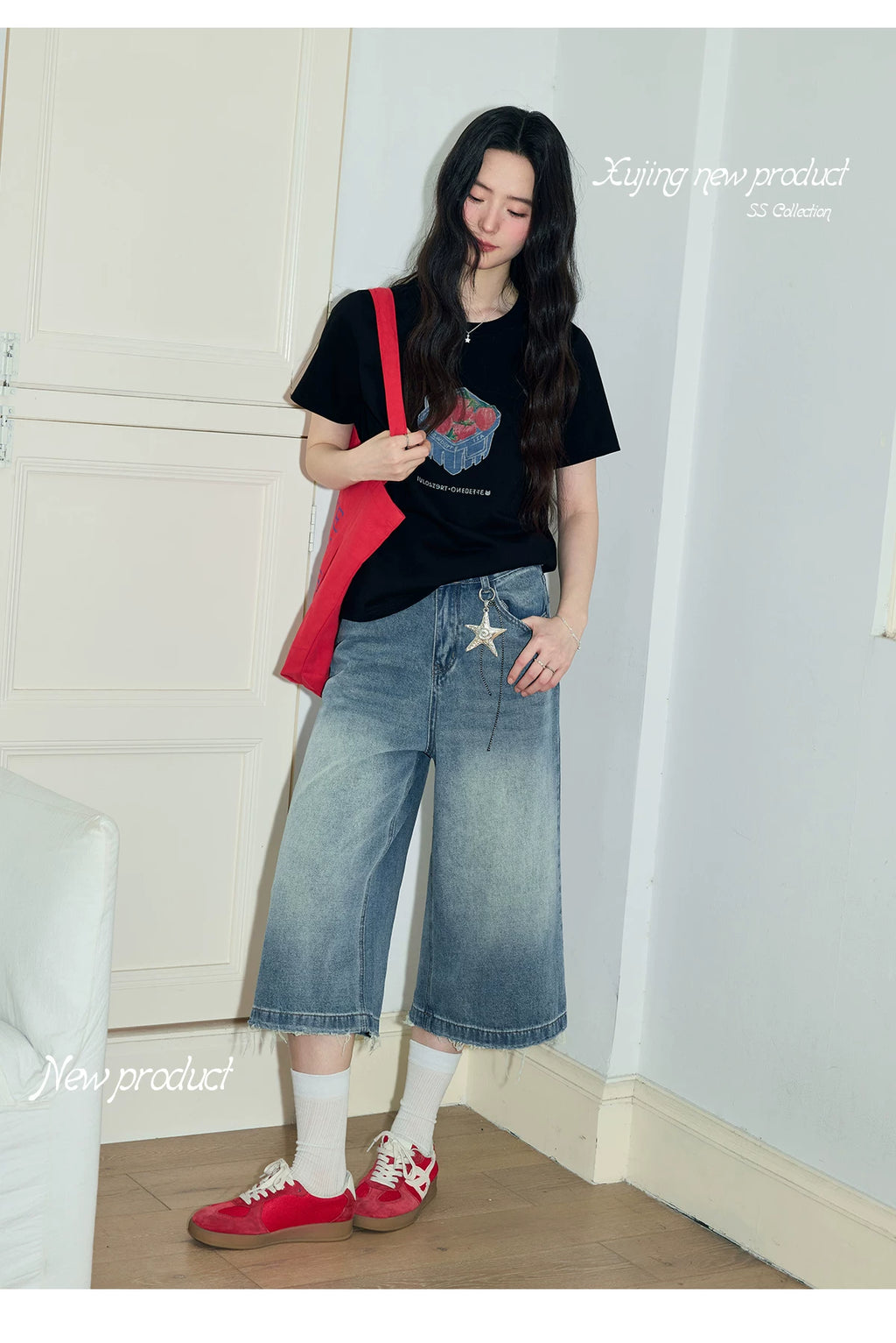 XUJING Front Shoulder Loose and Thin Tee