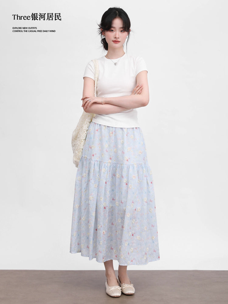 Three High Waist Thin Floral Skirts
