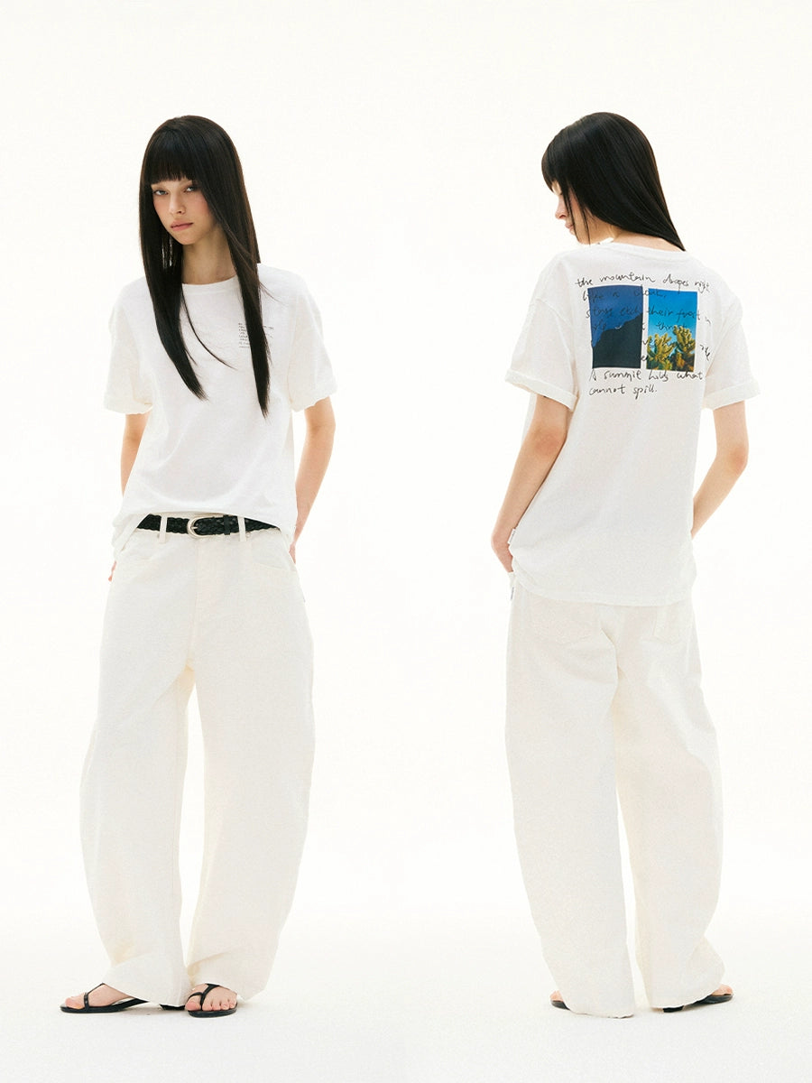 FUNKYFUN Digital Printing Plant Slogan Loose Tee