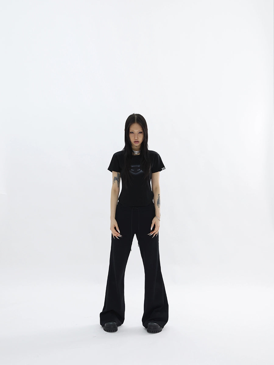 FUZZYKON Split Simple Drawstring Flared Sweatpants