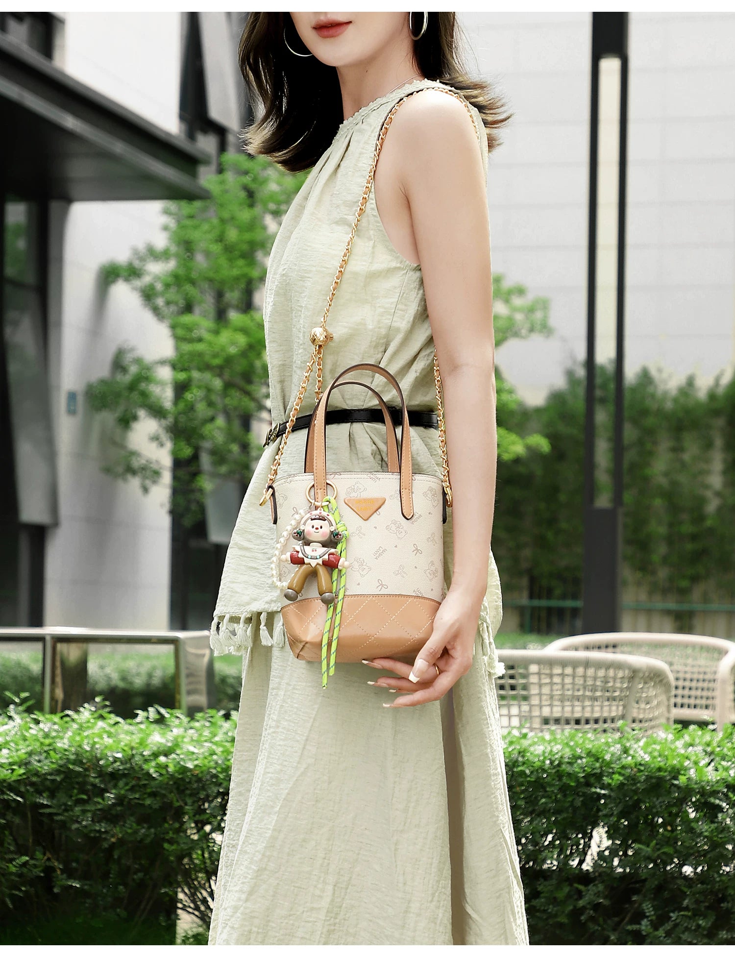 Masha Lanti Chain Bear Crossbody Bag