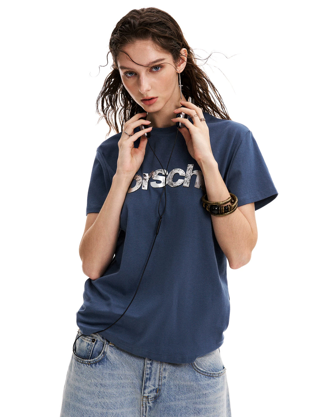 0123Start Snake Letter Print Round Neck Tee