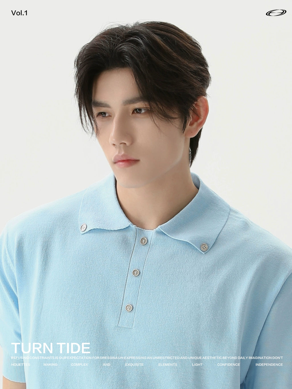 TURNTIDE Vintage Niche Simple Polo Collar Loose Tee