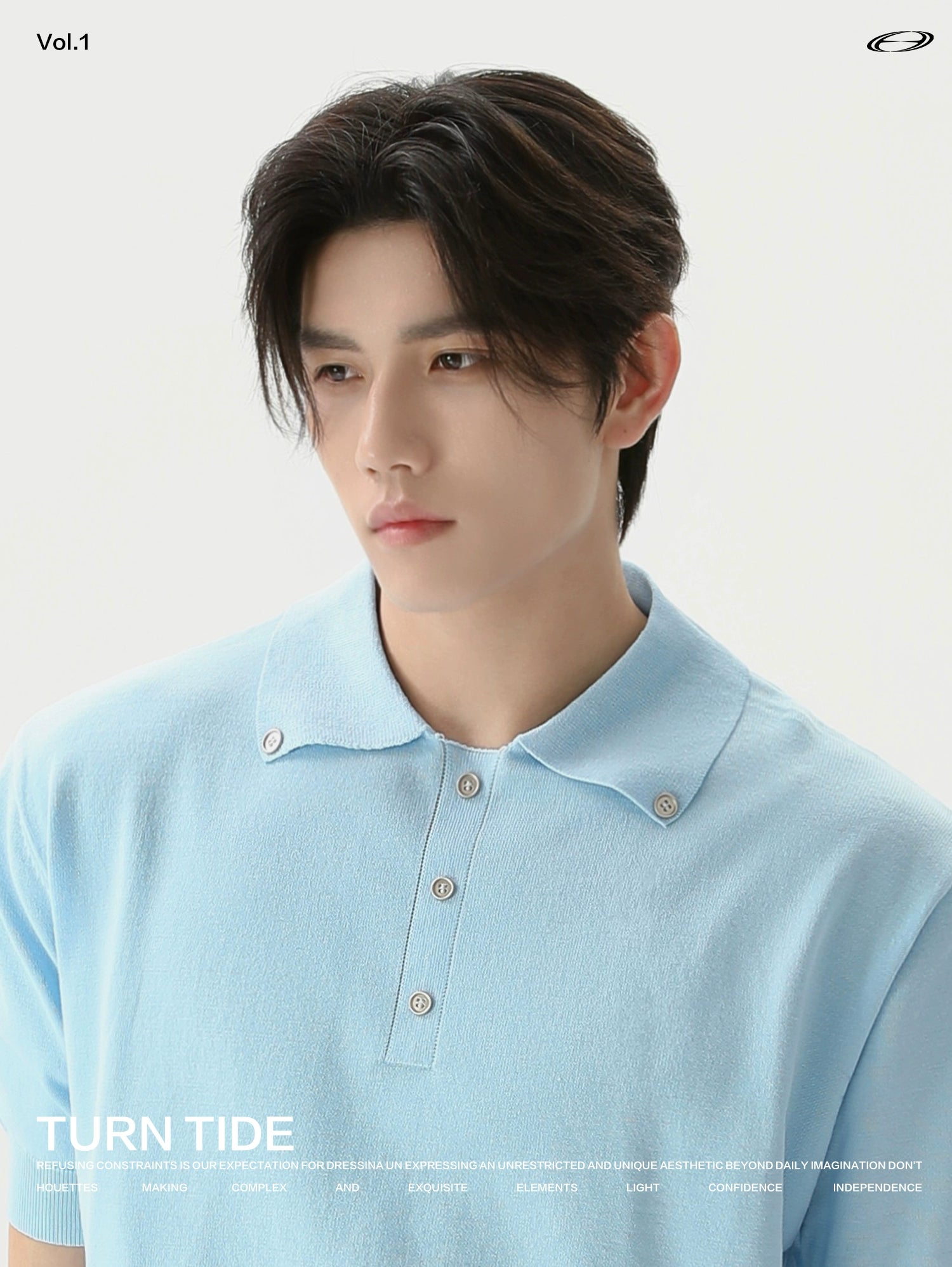 TURNTIDE Vintage Niche Simple Polo Collar Loose Tee