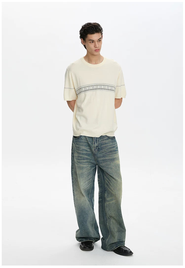 A PUEE Retro Loose and Versatile Knitted Tee