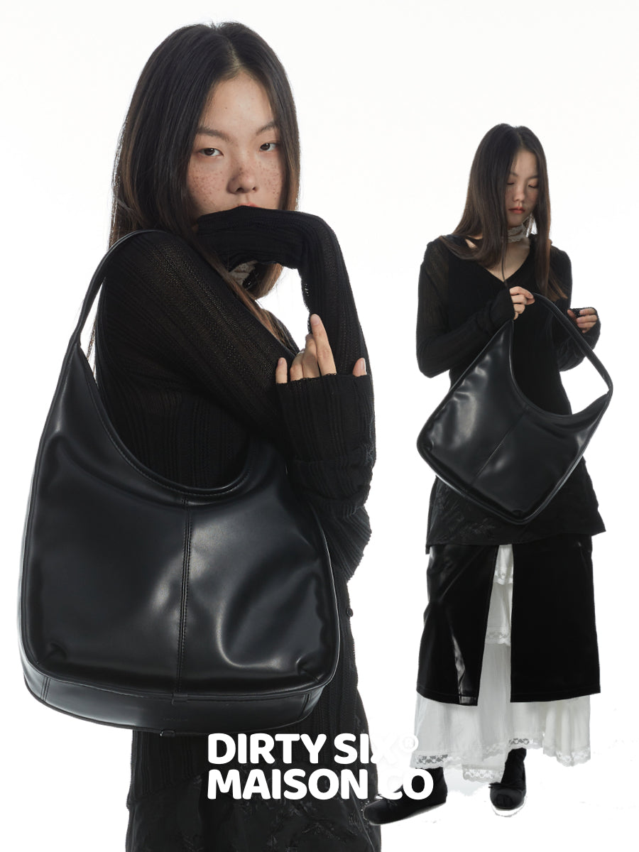 DirtySix Black Swan Minimalist Lines Wide Strap One Shoulder Soft Pitot Bag