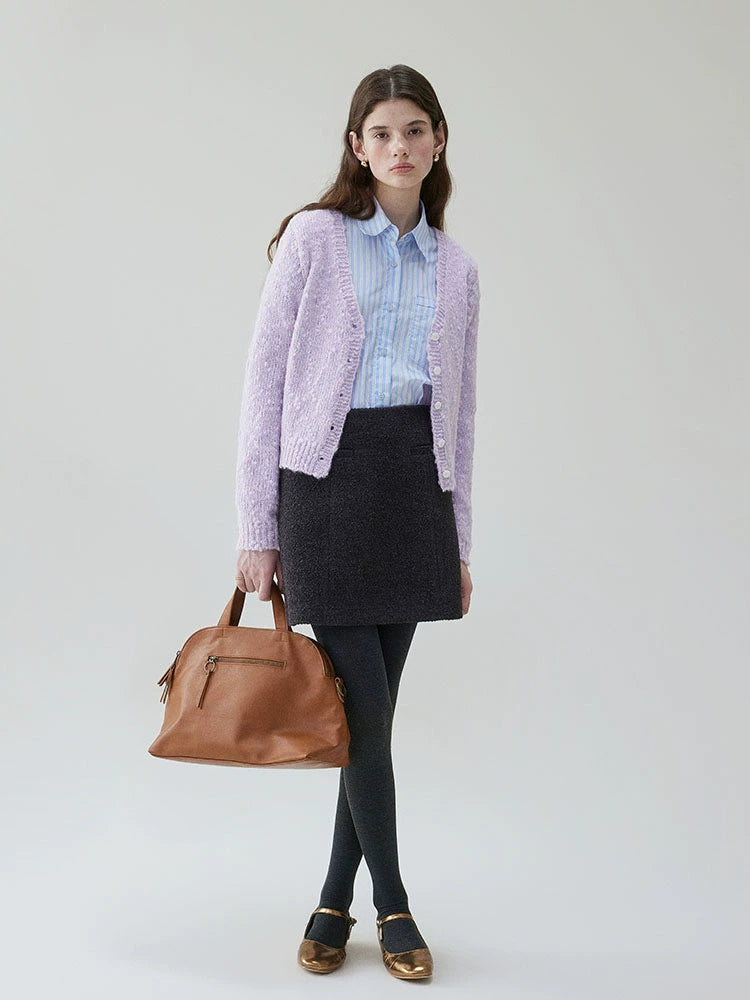 VOOEV Neck Wool-knitted Cardigan