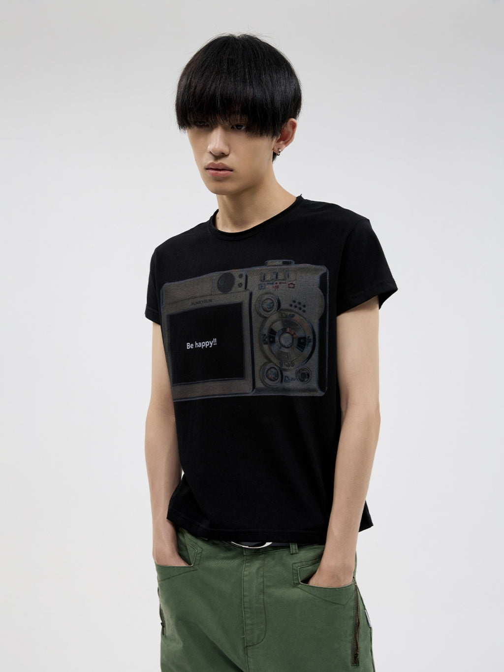 FUNKYFUN Digital Camera Printed Short-sleeved Tee