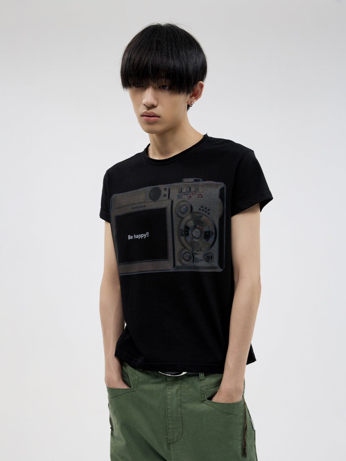 FUNKYFUN Digital Camera Printed Short-sleeved Tee