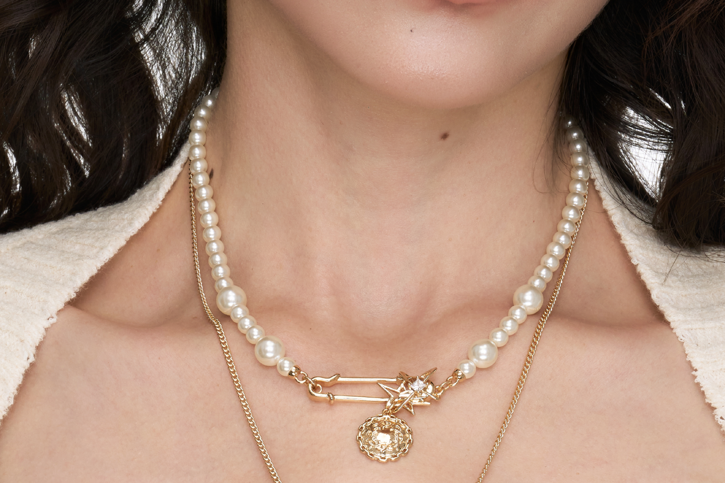 SUMIYAKI Vintage Pearl Double Layer Necklace
