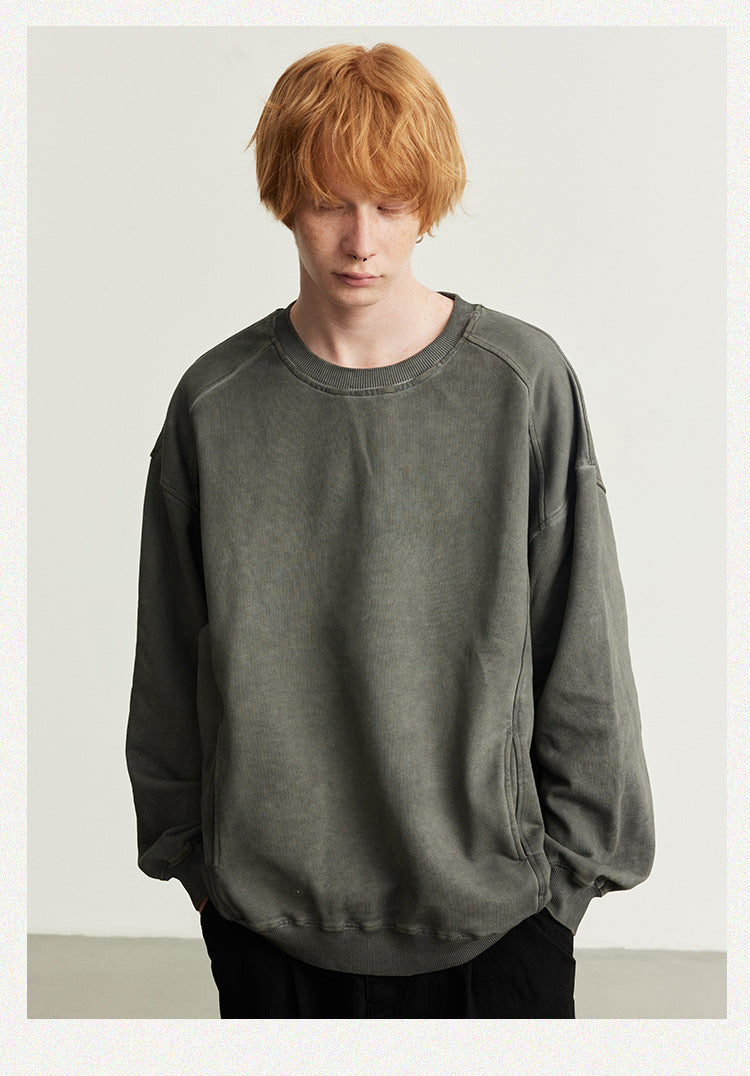 UNF Heavy Cotton Old Pullover Crew Neck Sweater