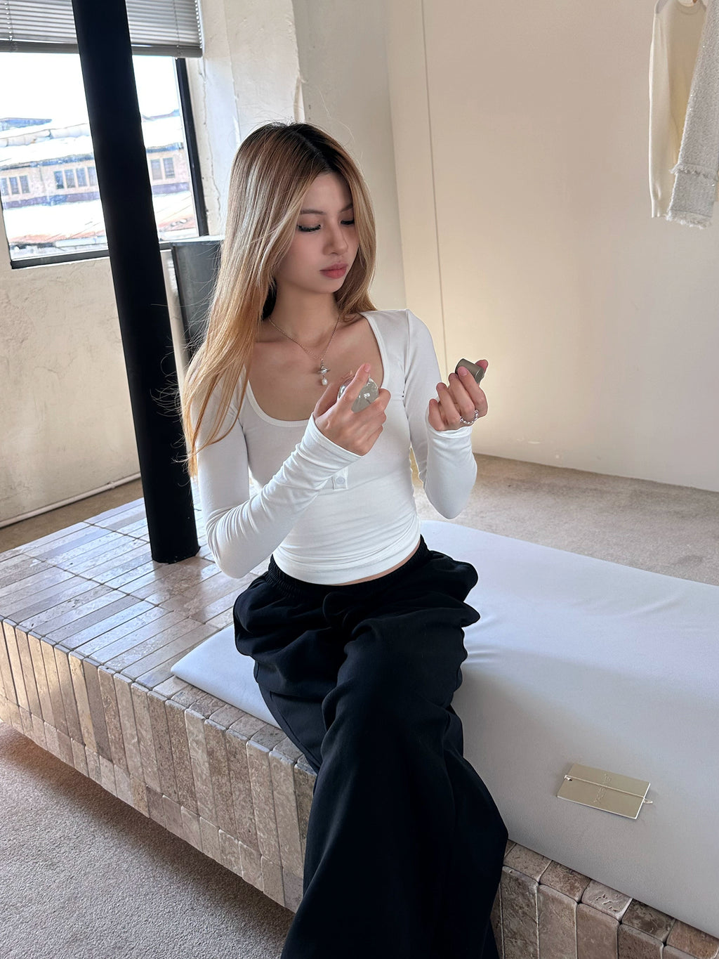 Audwyn Square Neck  Knitted Long Sleeve