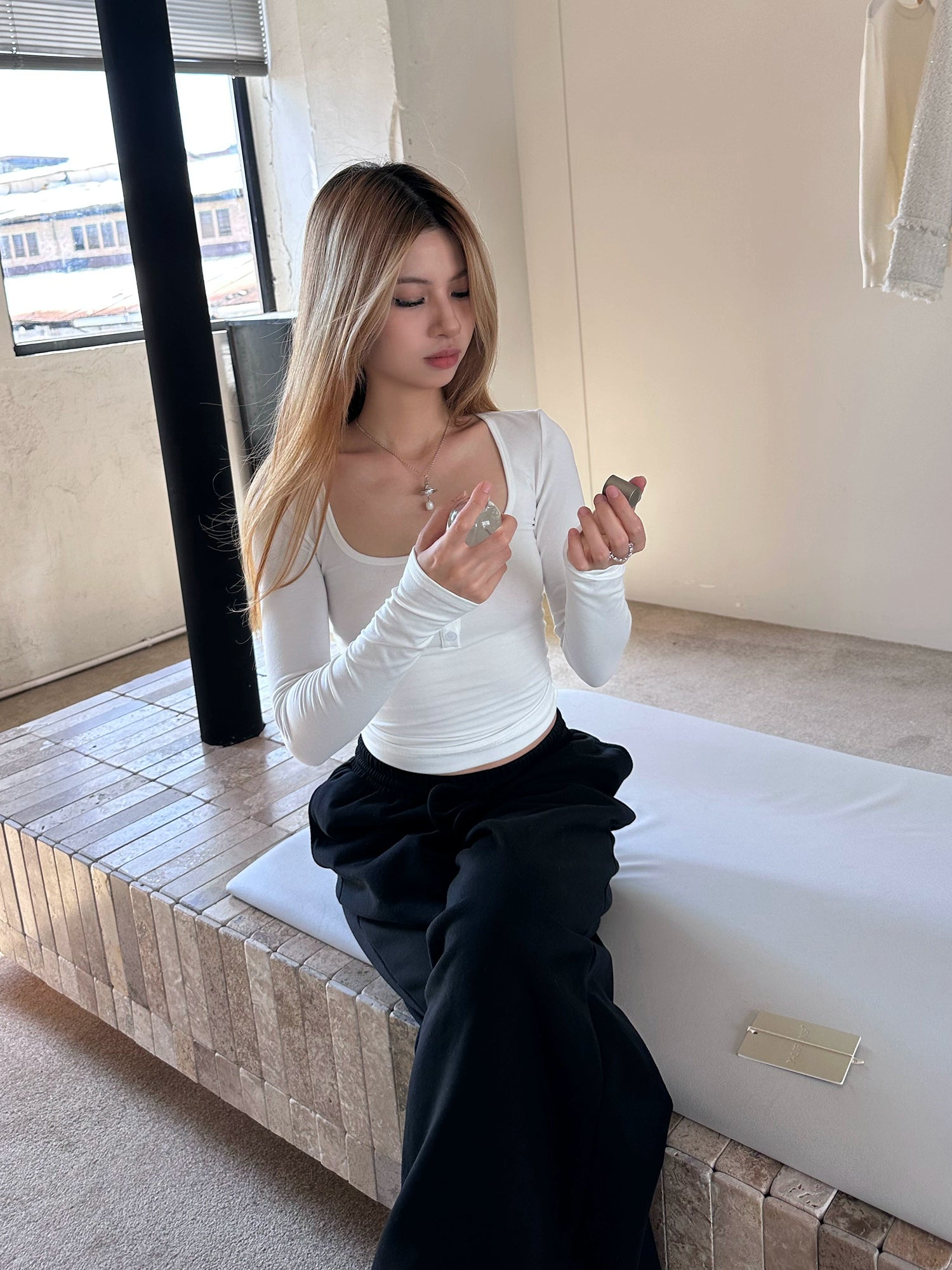 Audwyn Square Neck  Knitted Long Sleeve