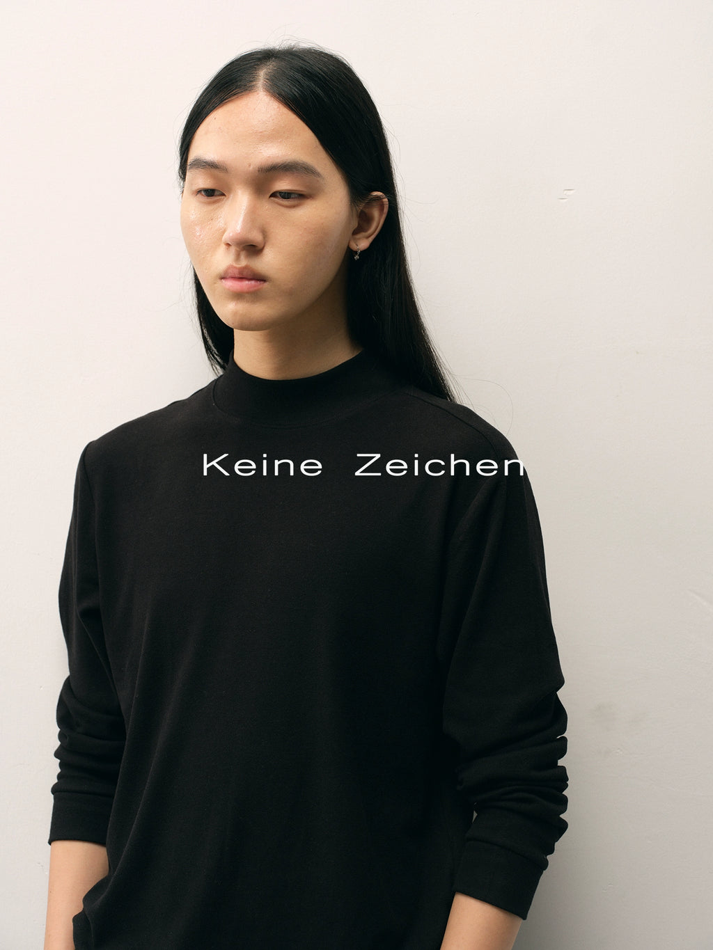 NO LOGO Round Neck Half Turtleneck Warm Long Sleeves