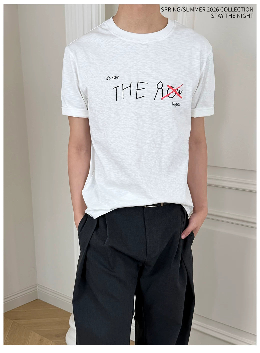 Stay The Night Simple Casual Shoulder Versatile Tee