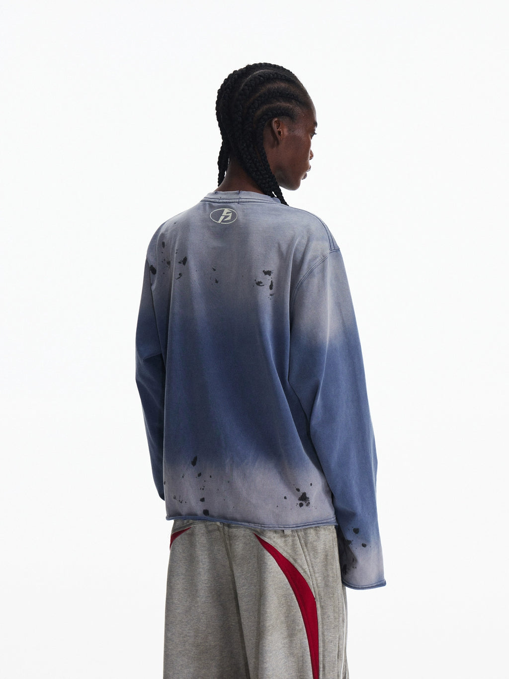 PEOPLESENSE Retro Racing Feng Shui Wash Gradual Change Pullover Sweater