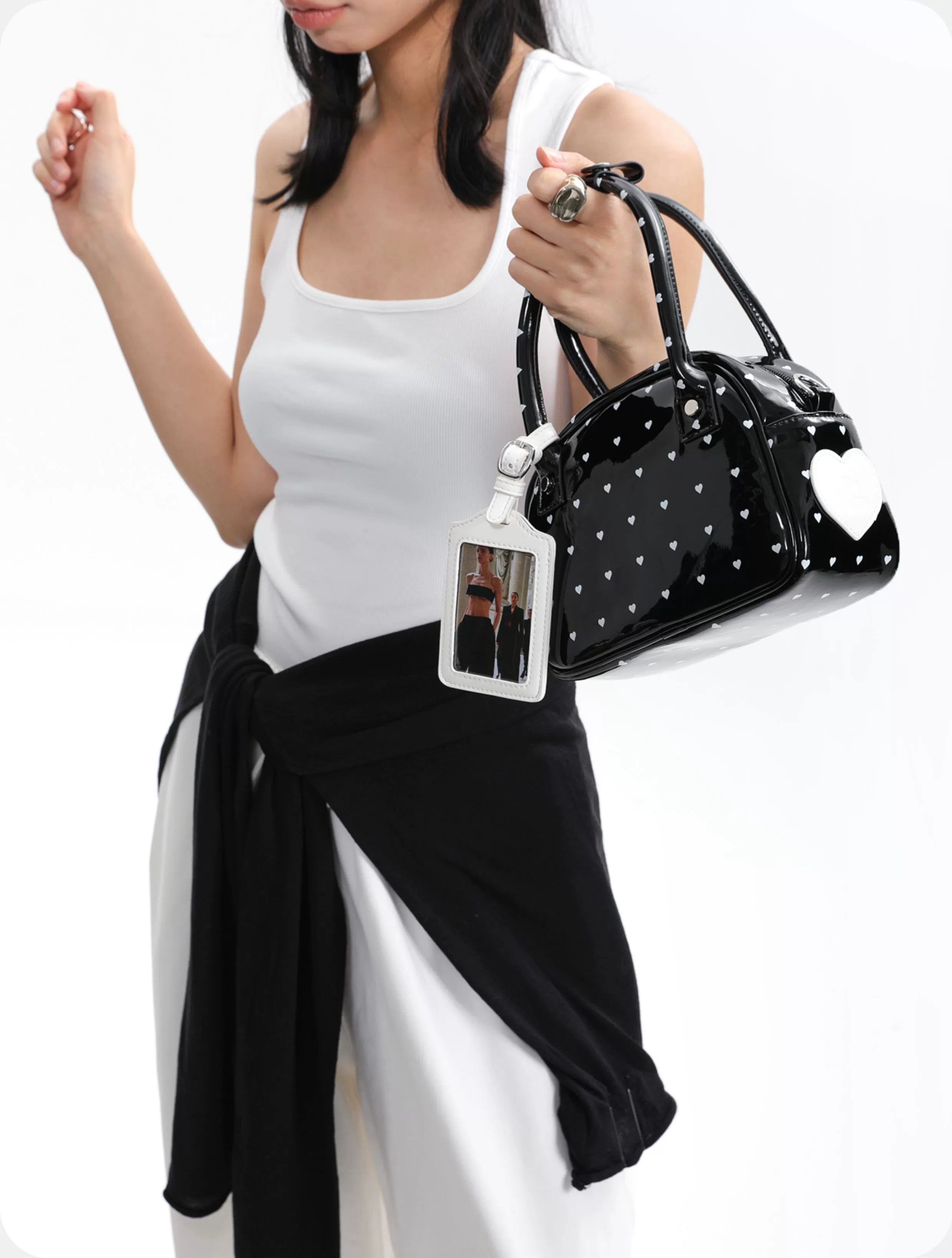 JANDRESS Love Polka Dot Contrasting Color Portable Messenger Small Square Bag