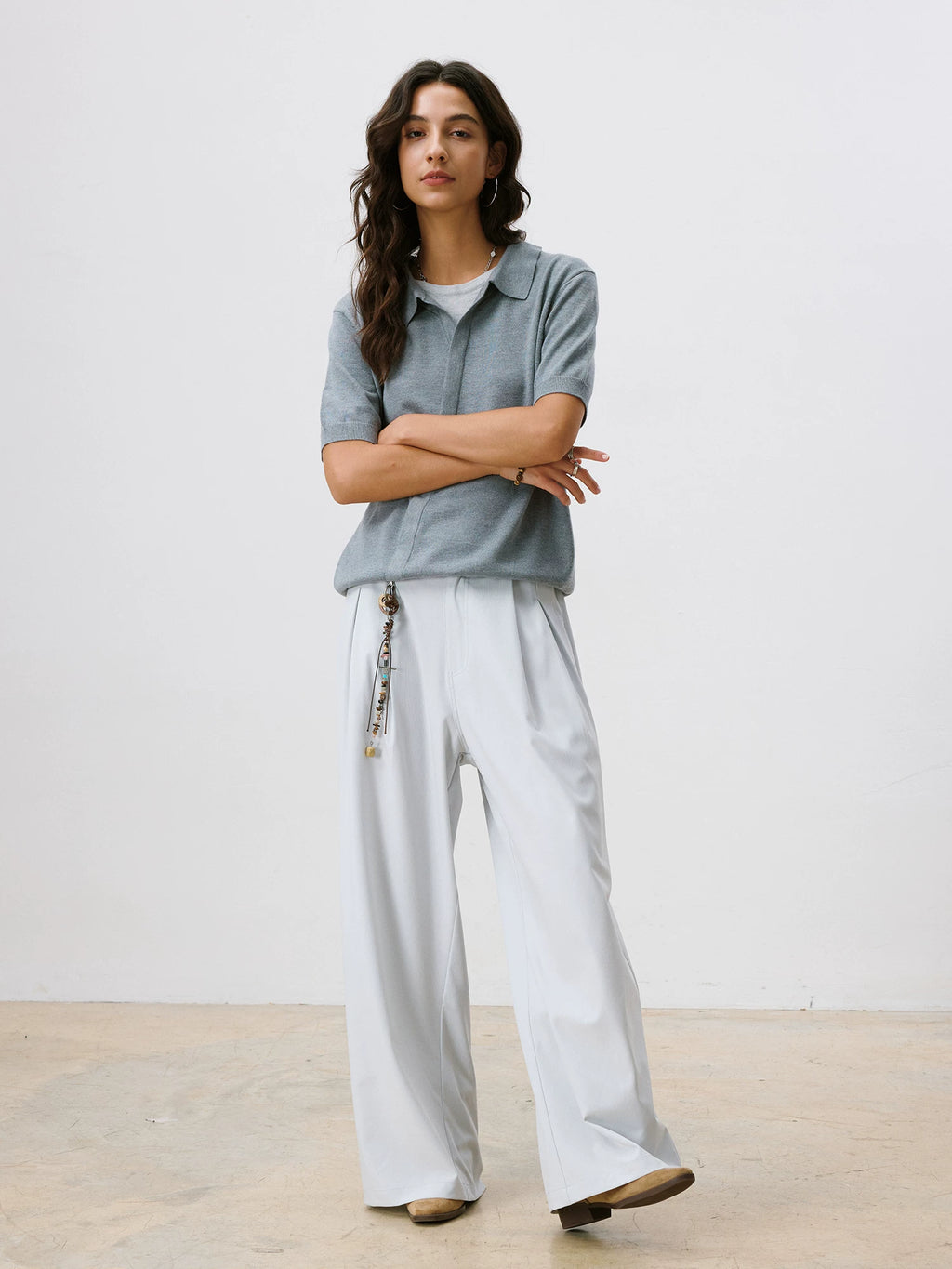 LR MADE Knitted Fake Two-piece Casual Tee