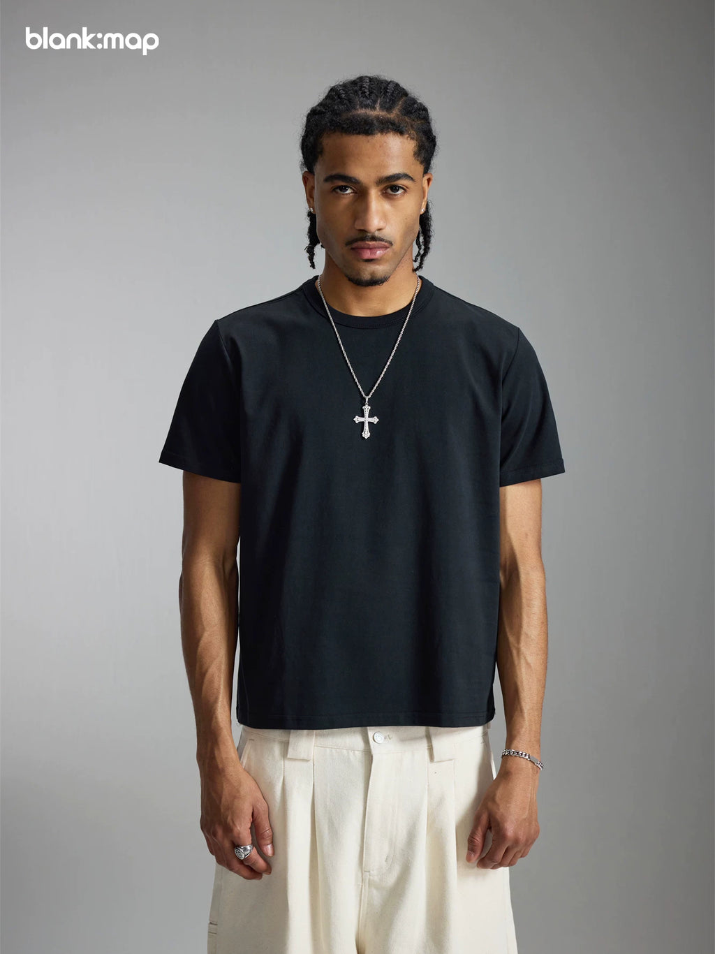 Blank Map Short Front Shoulder Slim Tee